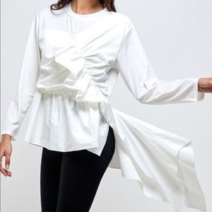 RIVIR White Tee Blouse Shirt Size Small